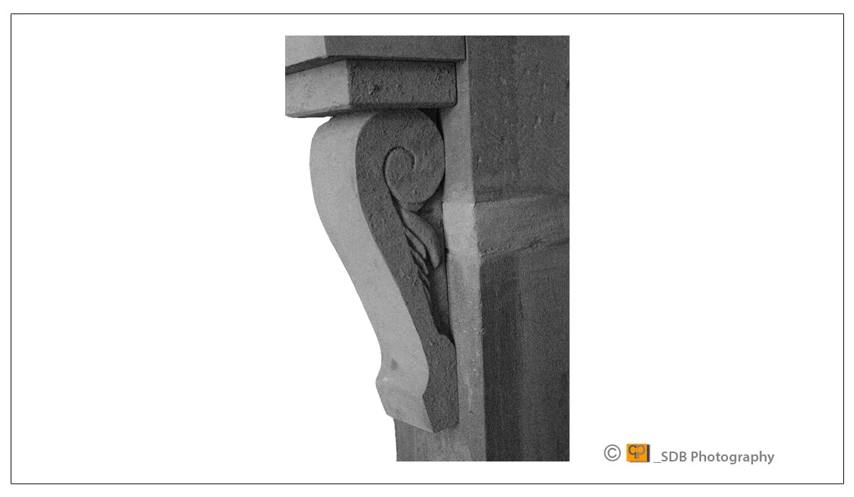 Corbel carving in MDF and made to look like stone inspired by the lalique style scroll