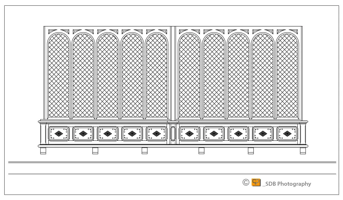 The whole stone window and window seat CAD design